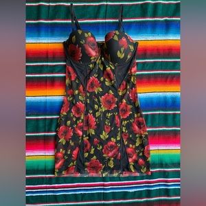Floral Mesh Bustier Lingerie Dress Size L